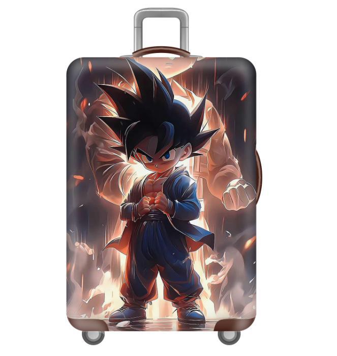Unisex nan elastic motif suitcase cover made of stretchable polyester with handle and wheel openings Bowlift