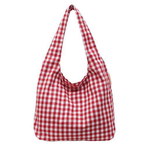 Gingham Patterned Hobo Bag