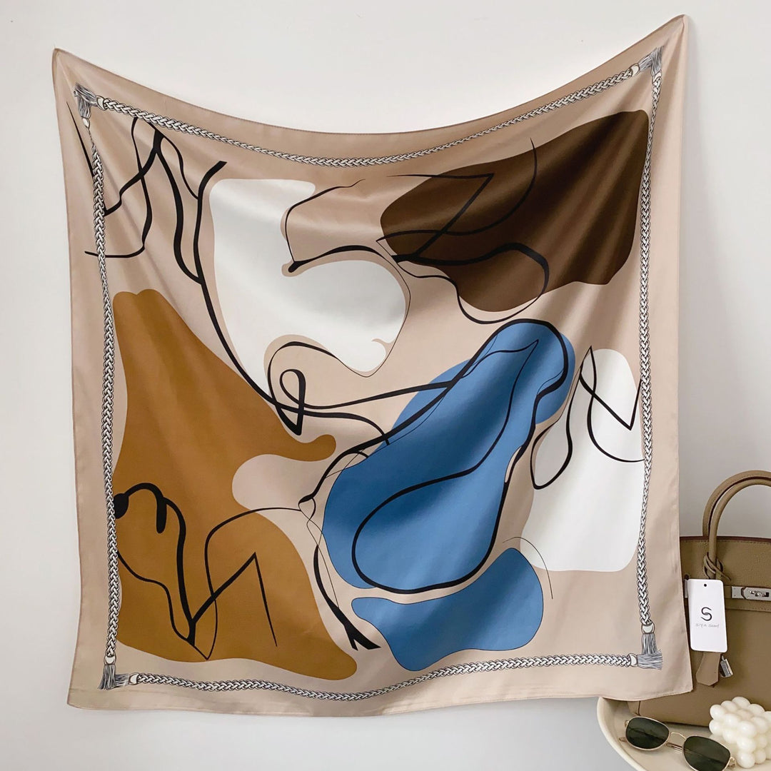 Women's silk scarf in elegant botanical design Bowlift