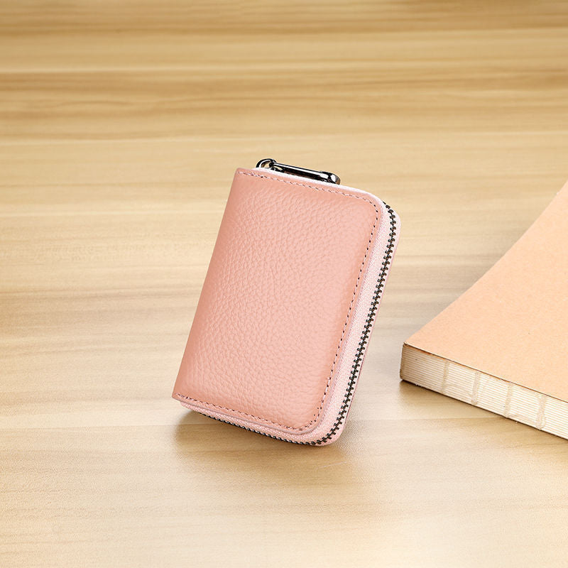 Stylish Zippered Leather Card Holder Bowlift