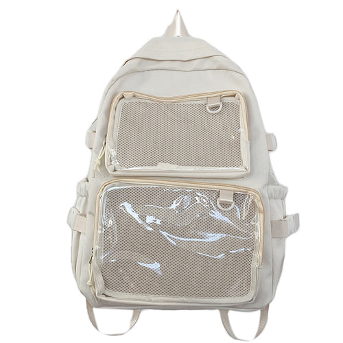 Multi-Compartment Transparent Mesh School Backpack