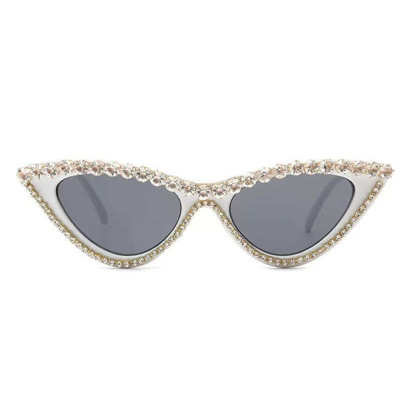 Ladies Glamorous Cat Eye Sunglasses with Rhinestone Accents Bowlift