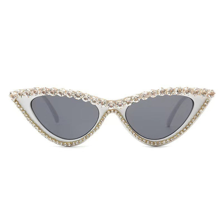 Ladies Glamorous Cat Eye Sunglasses with Rhinestone Accents Bowlift