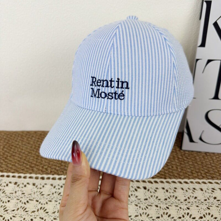 Women's Striped Embroidered Baseball Cap Bowlift