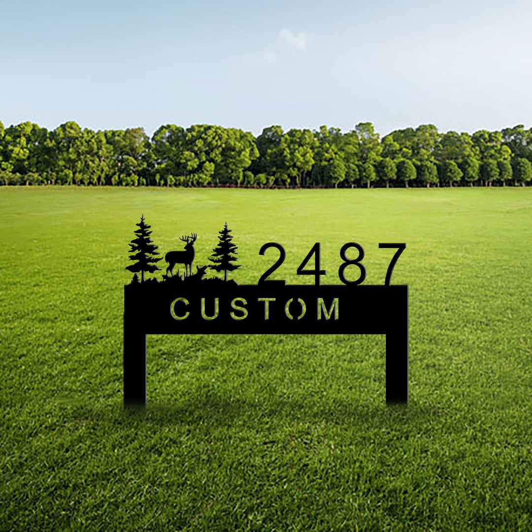 Decorative Laser-Cut Metal Custom Yard Address Sign With Wildlife Silhouette