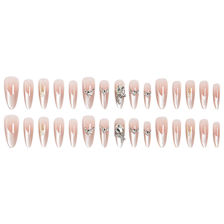 Artificial nail set with elegant crystal decorations and ombre effect Bowlift