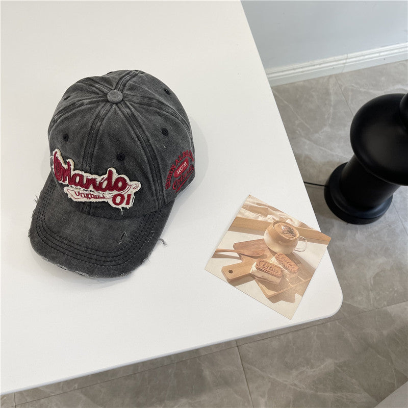Men's Distressed Vintage-Inspired Baseball Cap Bowlift