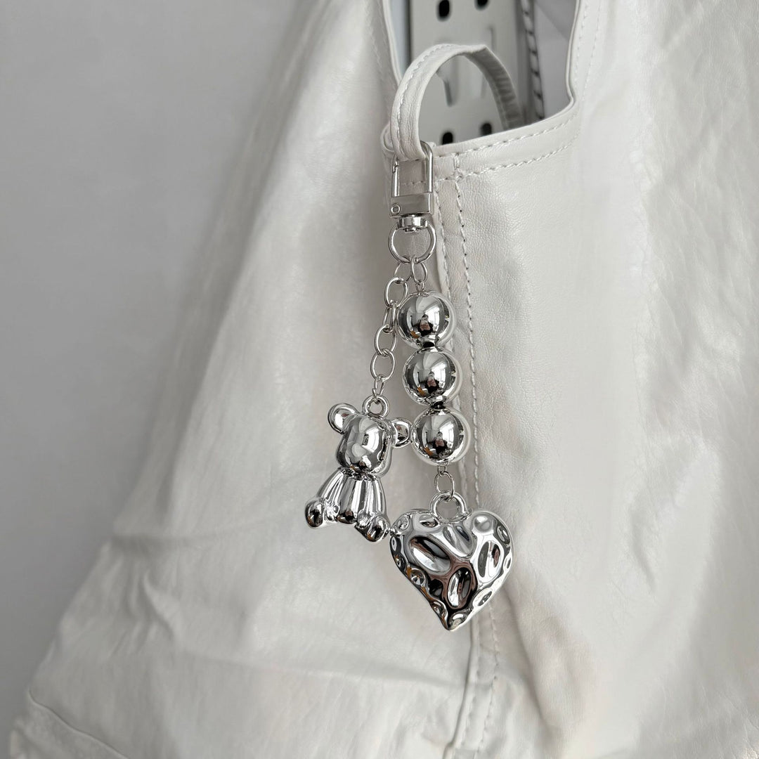 Playful Bear and Heart Charm Keychain Bowlift