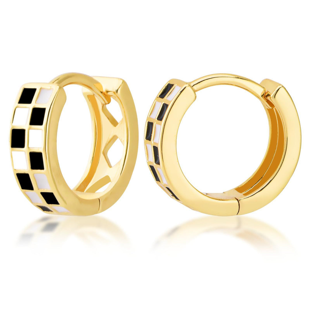 Modern Geometric Enamel Hoop Earrings Bowlift
