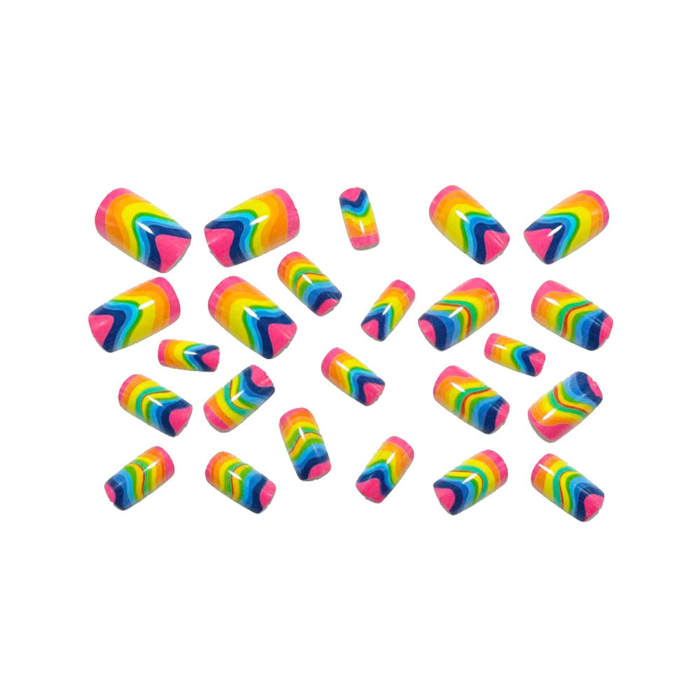 Artificial nails in vibrant wave design Bowlift