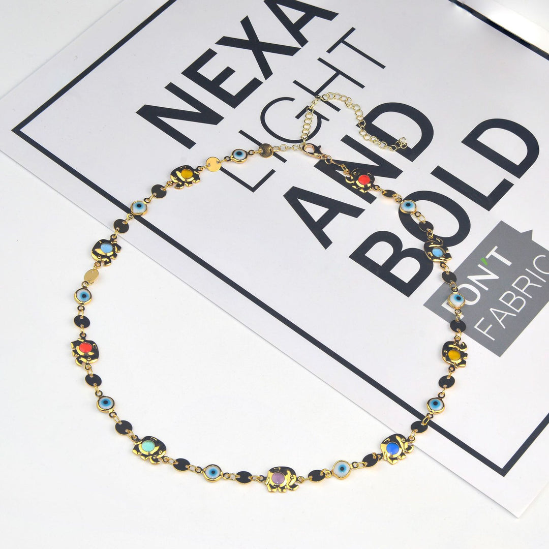 Colorful Eye Charm Statement Necklace Bowlift