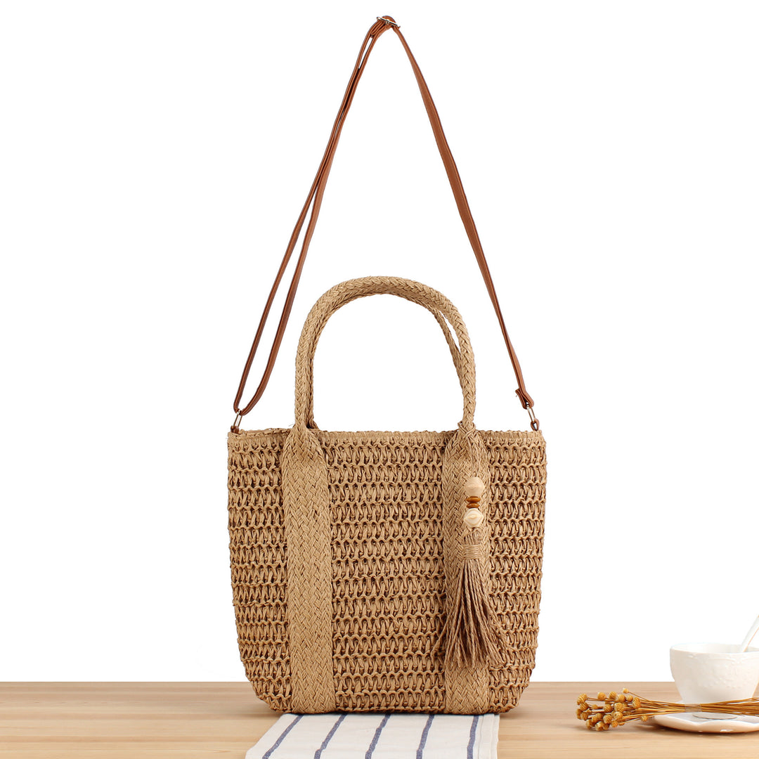Handbag with Woven Design and Removable Shoulder Strap Bowlift