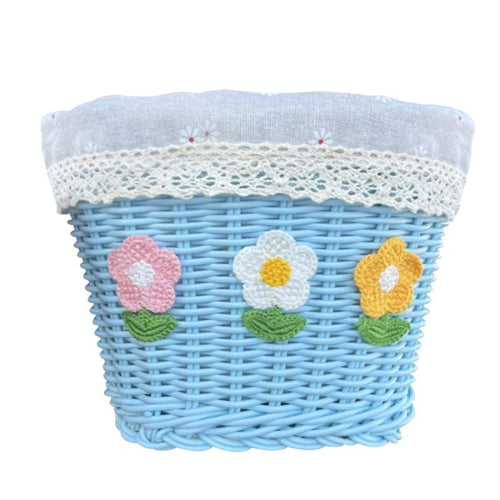 Floral Embroidered Woven Storage Basket Bowlift