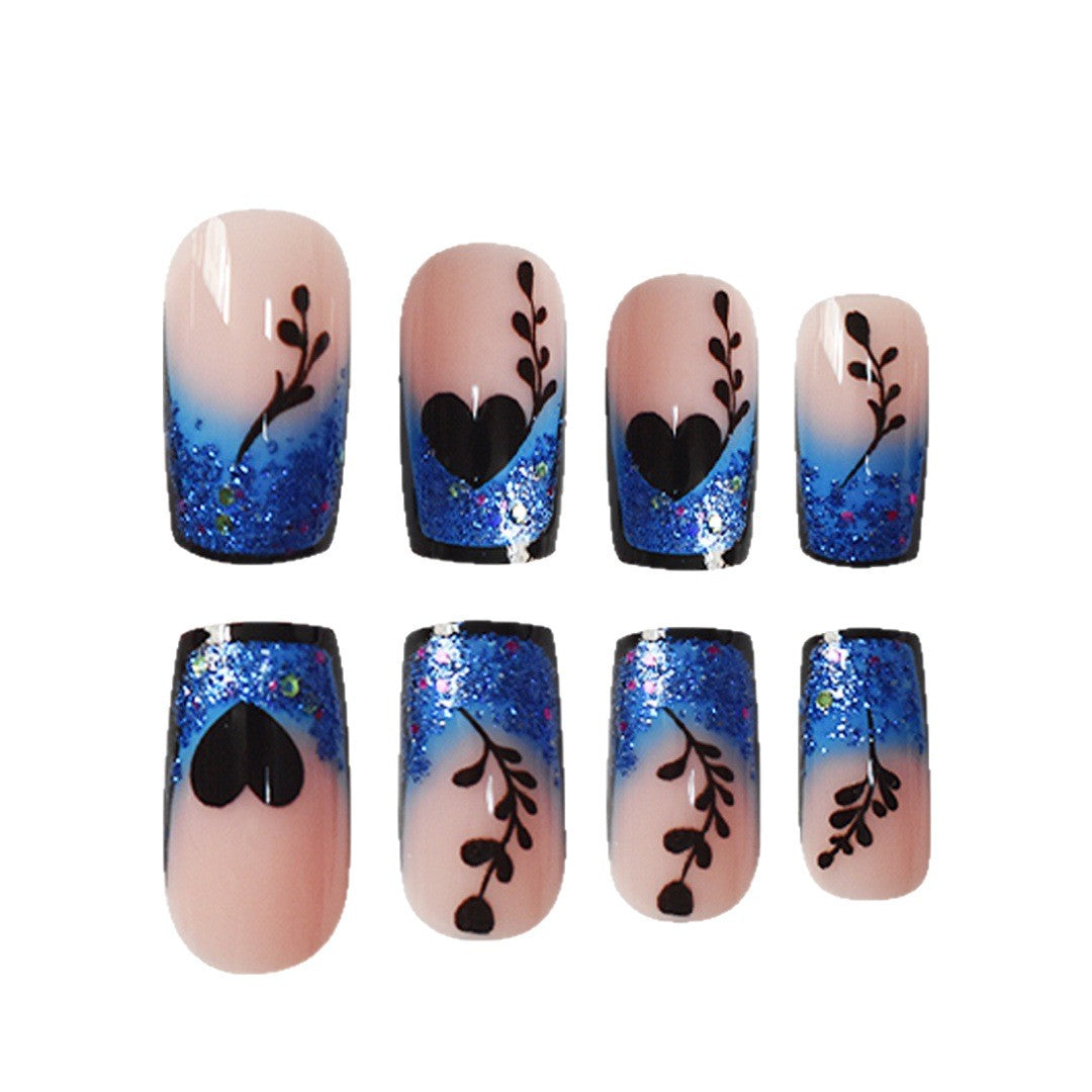 Artistic Glittered Press-On Nail Extensions Bowlift