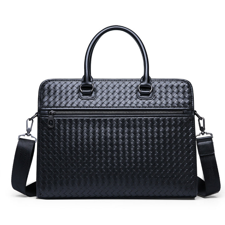Elegant Briefcase Made of Woven Synthetic Leather Bowlift