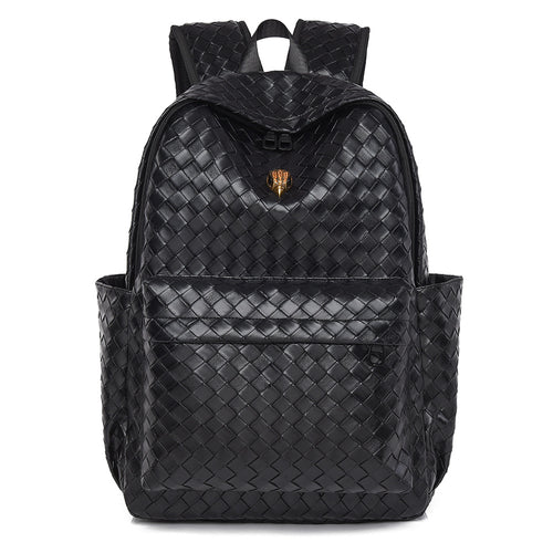 Woven Leather Casual Backpack Bowlift