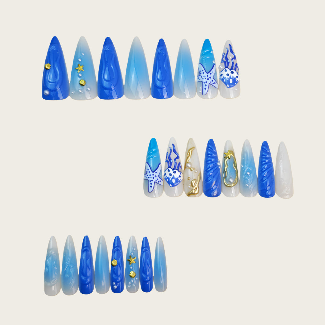 Artificial nails with exotic sea design Bowlift