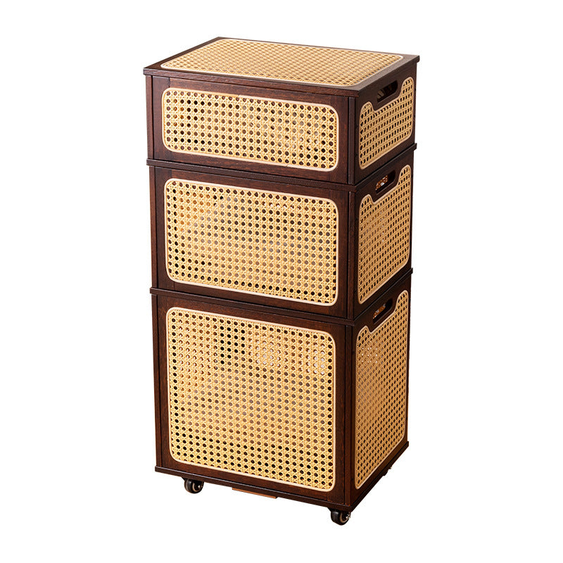 Storage stool with practical wheels and stylish rattan design Bowlift
