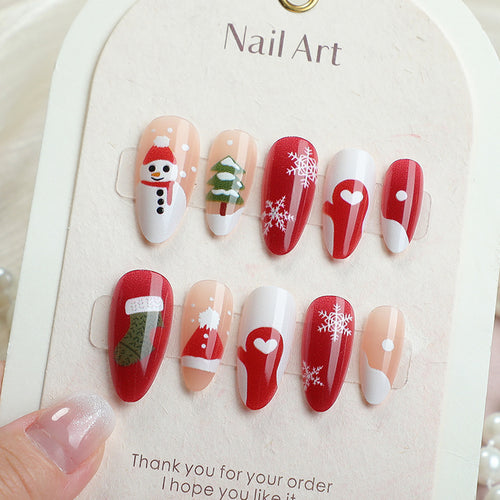 Festive Winter-Themed Press-On Nail Art Set Bowlift
