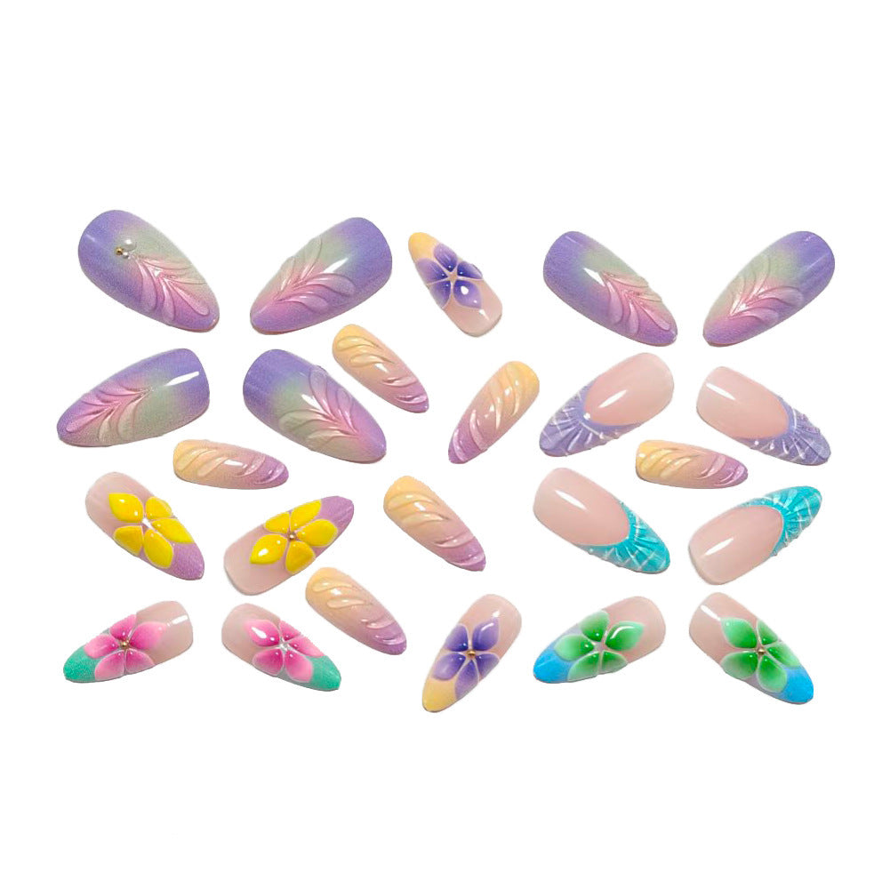 Artificial nails in floral and transparent design Bowlift