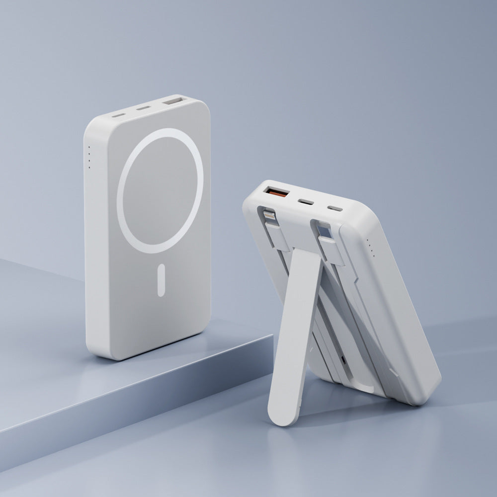 Powerbank with integrated stand function and wireless charging option Bowlift