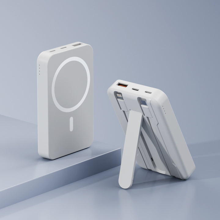 Powerbank with integrated stand function and wireless charging option Bowlift
