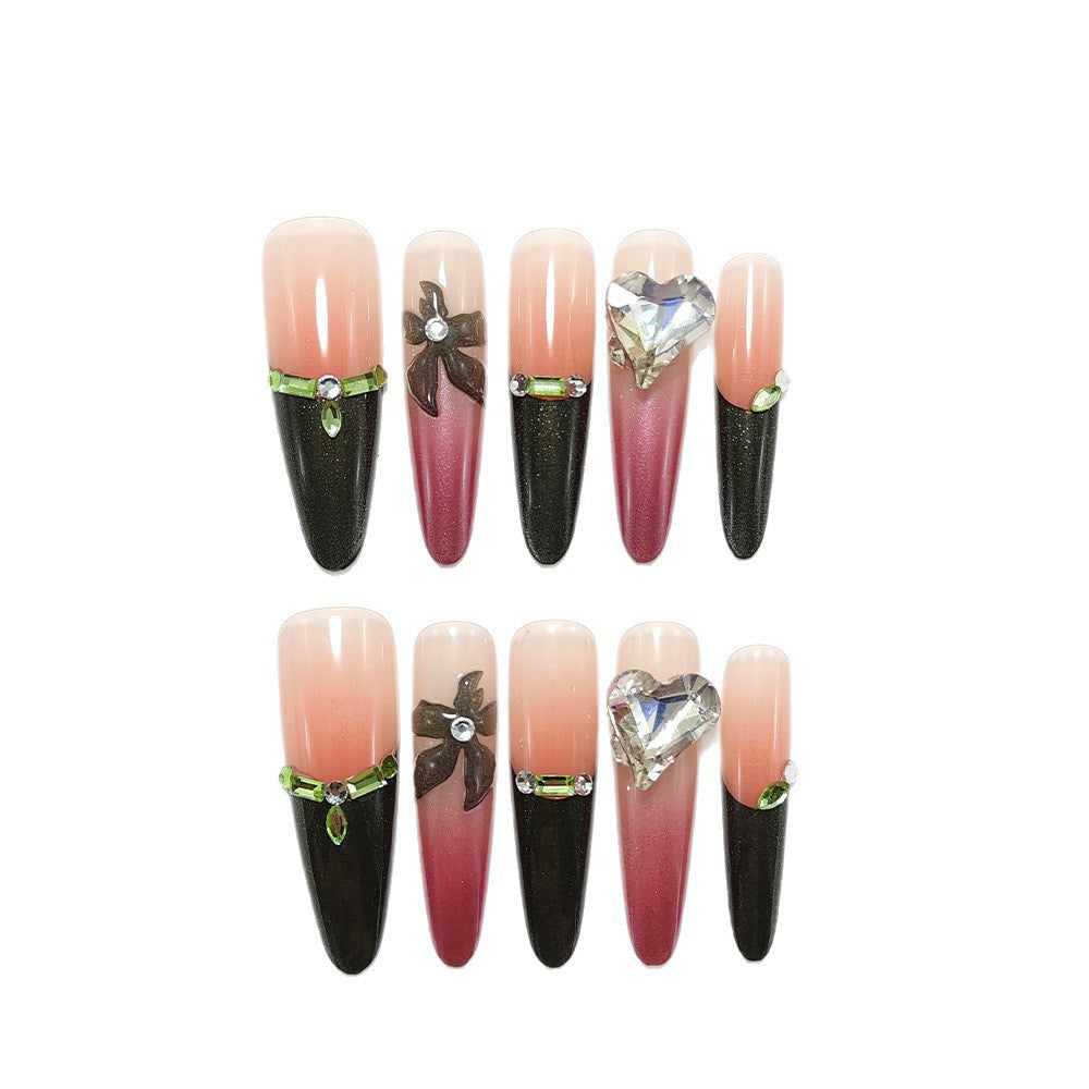 Artificial nails with elegant flower and heart decoration Bowlift