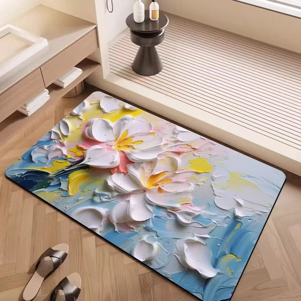 Luxury Textured Floral Bath Mat Bowlift