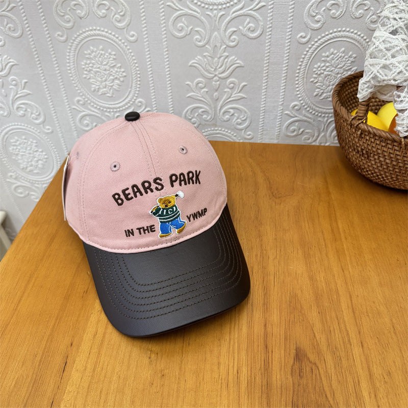 Unisex Embroidered Playful Bear-Themed Cap Bowlift