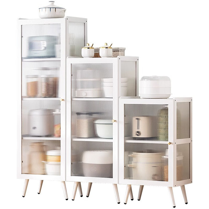Display case with transparent glass door and multiple storage compartments Bowlift