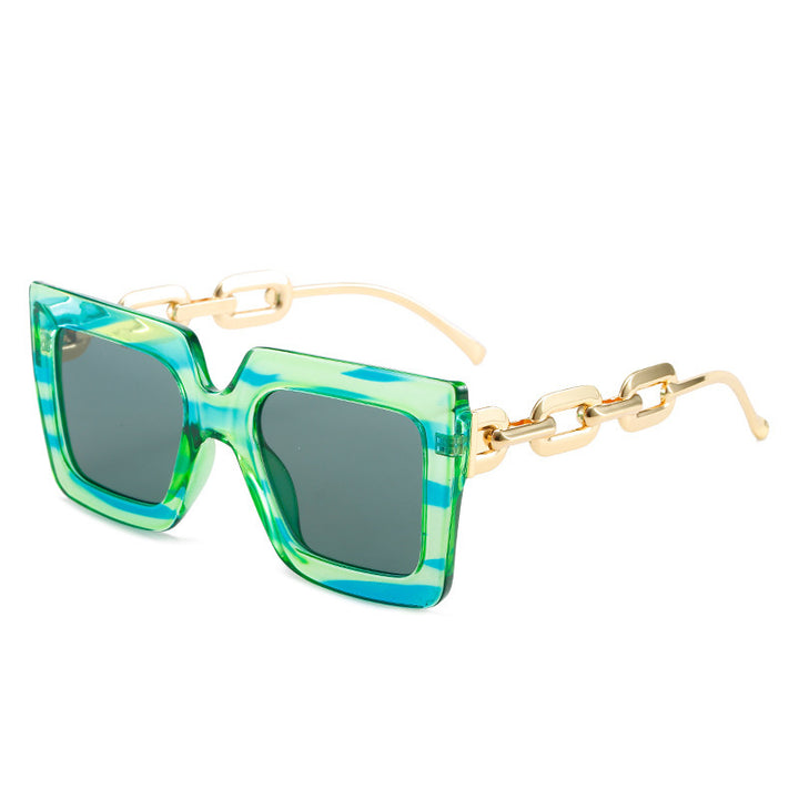 Women Cat-Eye Sunglasses with Luxurious Design and Chain Frame Bowlift
