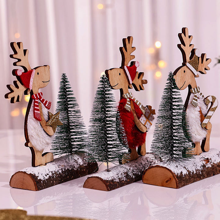 Decorative Wooden Reindeer Figurine Bowlift