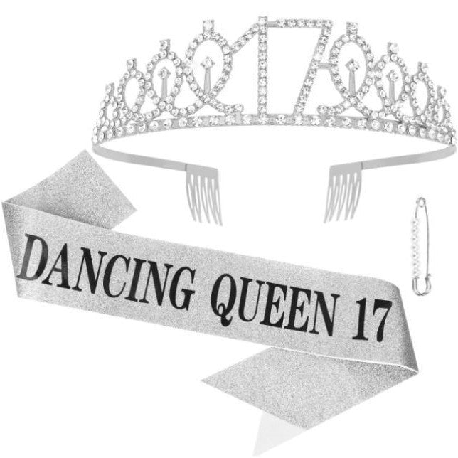 Ladies Sparkling Tiara with personalized 80th Birthday Inscription Bowlift