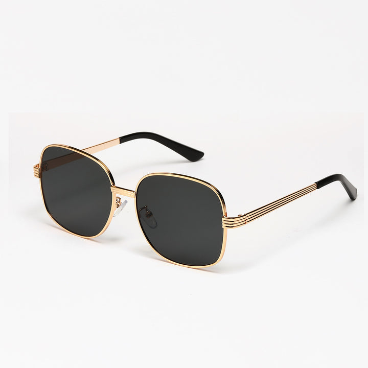 Ladies fashionable angular sunglasses with luxurious golden frame Bowlift