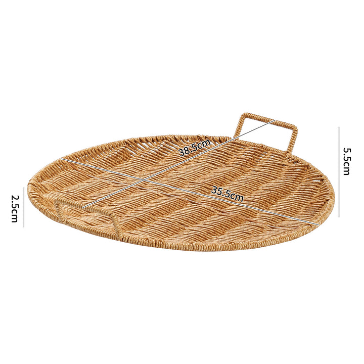 Handwoven Round Serving Tray with Ergonomic Handles Bowlift