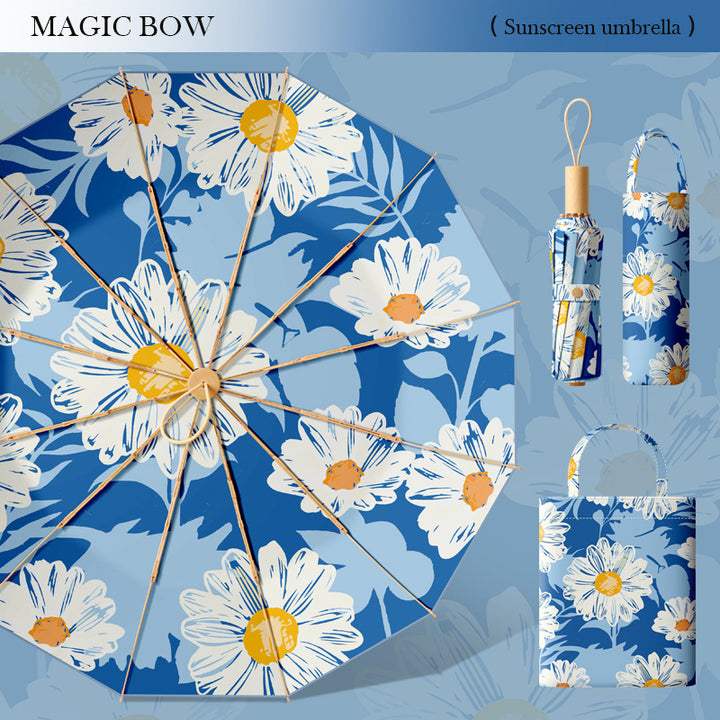 Ladies sun protection umbrella in floral design Bowlift