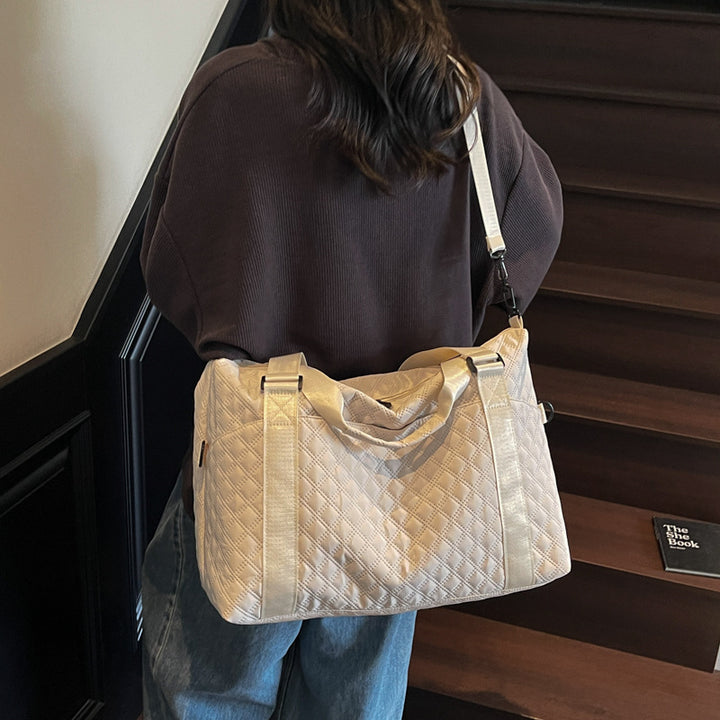 Quilted Fabric Travel Duffle Bag Bowlift