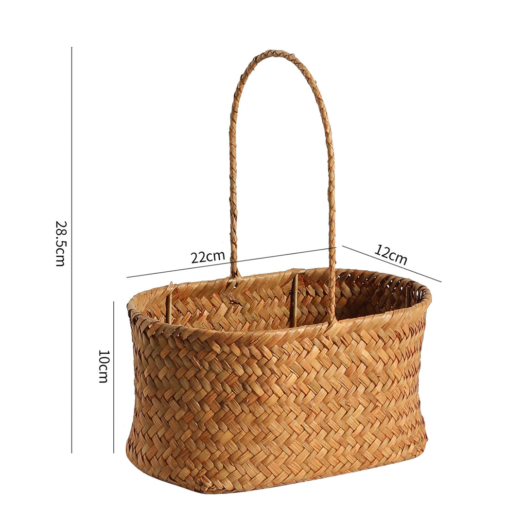 Handwoven Natural Fiber Carrying Basket Bowlift