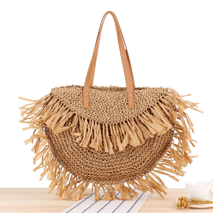 Trendy Straw Bag with Fringed Design Bowlift