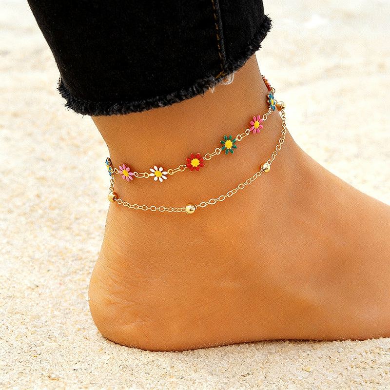 Colorful Floral Charm Anklet Bowlift