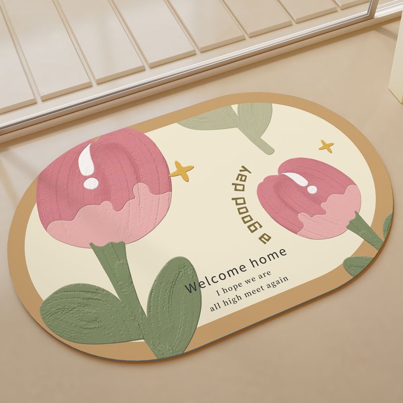 Charming Floral Welcome Mat Bowlift