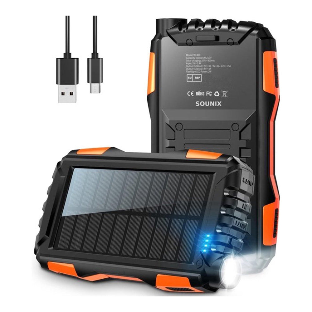 Solar-powered power bank with LED flashlight and sturdy housing Bowlift