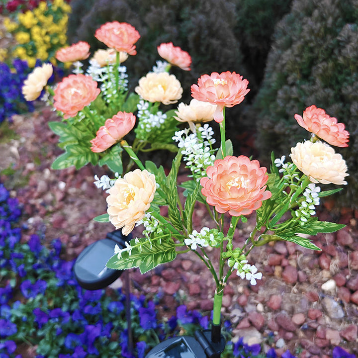 Solar-Powered Lifelike Bloom Garden Stake With Multi-Head LED Cluster And Waterproof Dusk-To-Dawn Sensor Bowlift