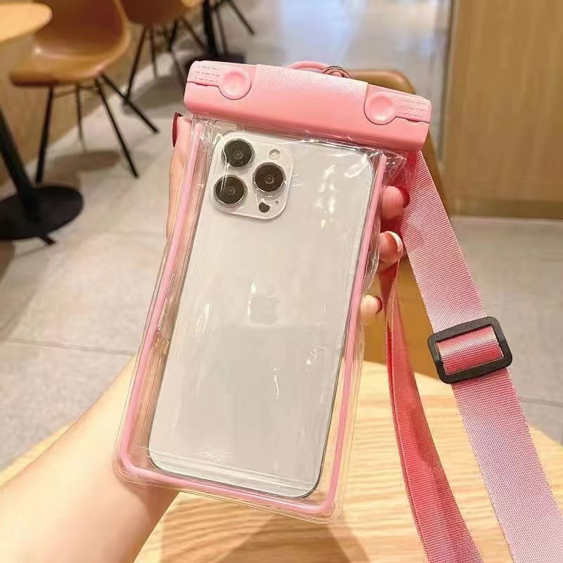Waterproof phone pouch with adjustable lanyard and transparent touch-sensitive sleeve Bowlift