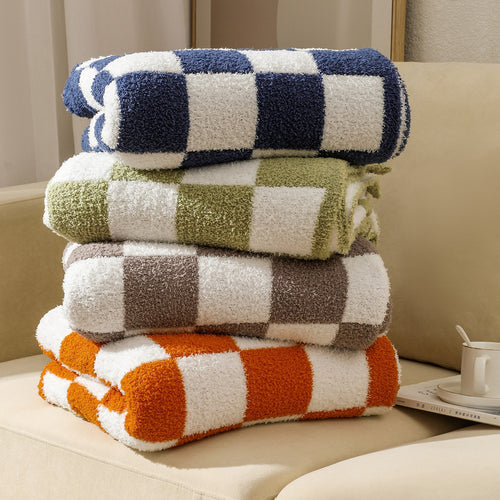 Soft Plush Checkerboard Throw Blanket Bowlift
