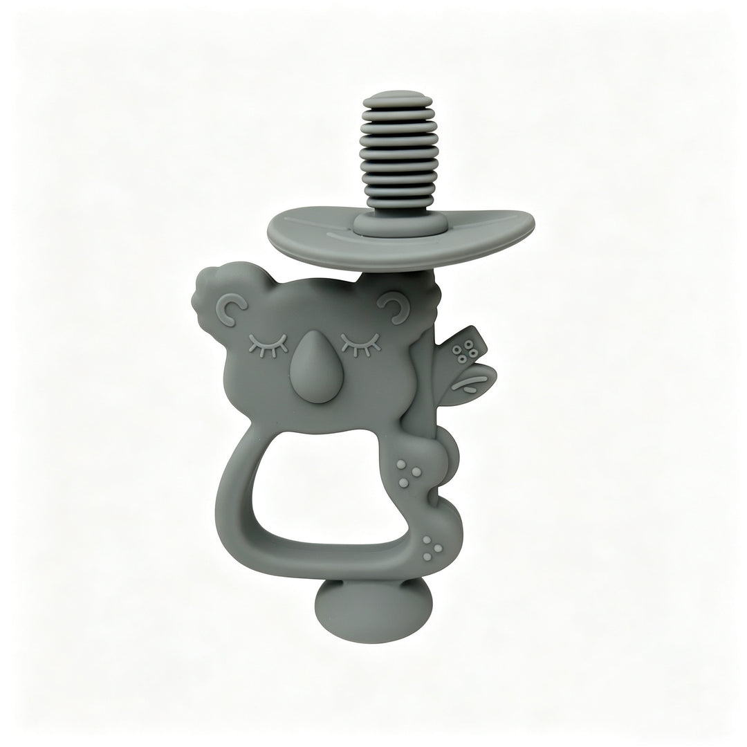 Silicone Koala Teether Pacifier with Ergonomic Handle and Safety Screw Attachment