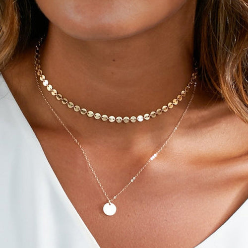 Layered Disc Chain Necklace Bowlift