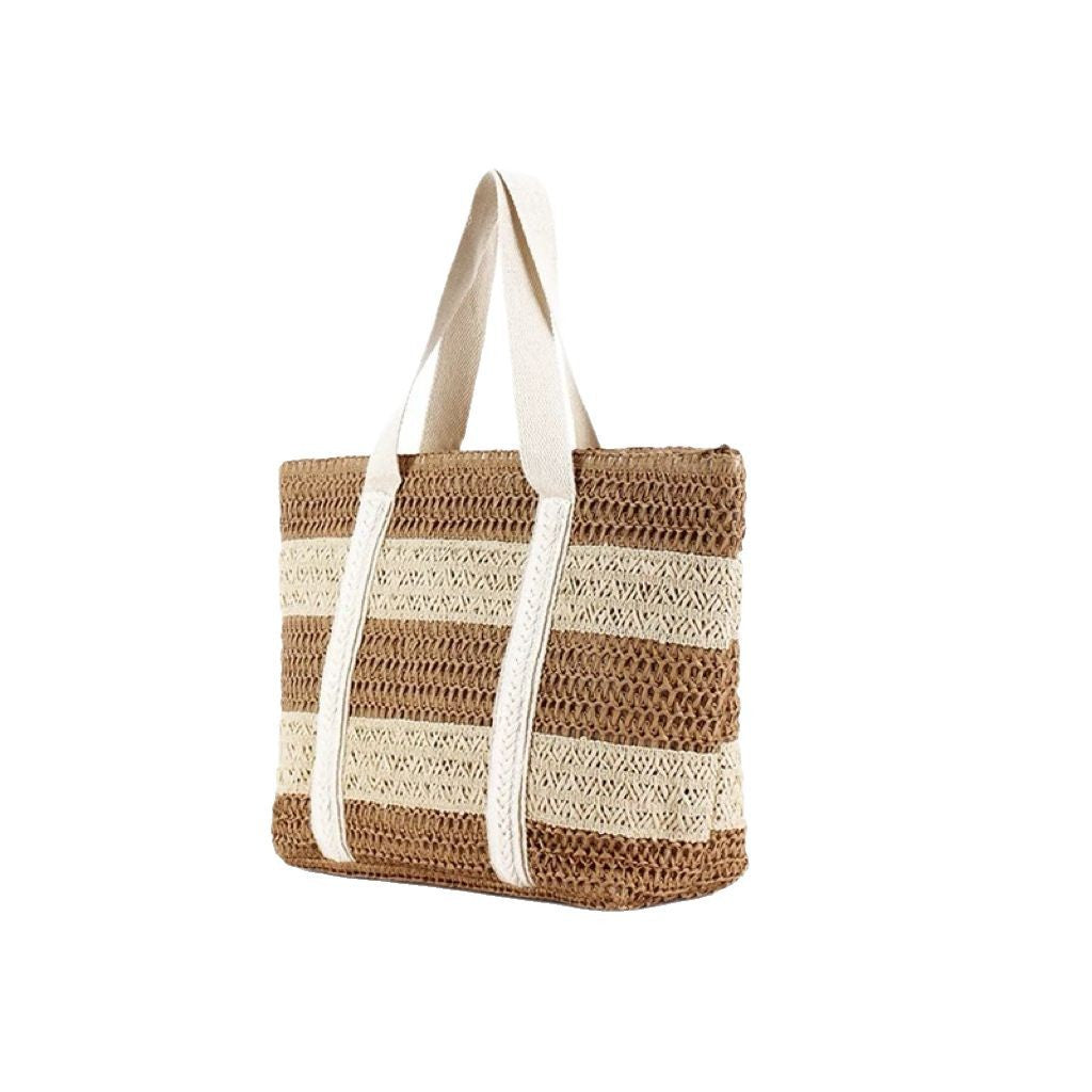 Spacious Handbag Made of Woven Natural Material Bowlift