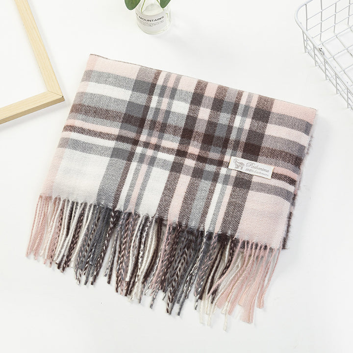 Women Plaid-Fringe Scarf made of soft material Bowlift