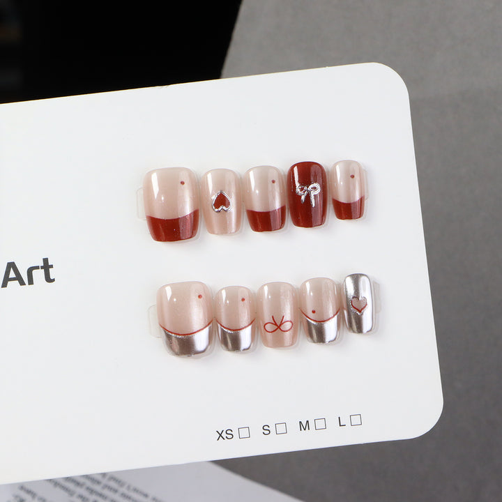 Artistic Press-On Nail Art Set with Decorative Accents Bowlift